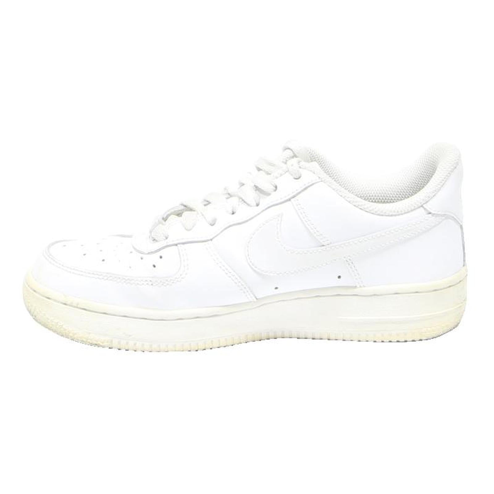 NIKE Air Force 1 Womens Lace-Up Trainers White Leather UK 4 Classic Retro Design