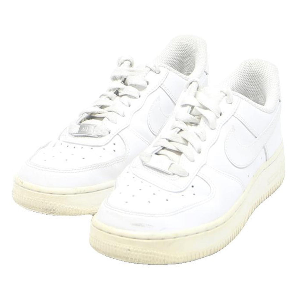 NIKE Air Force 1 Womens Lace-Up Trainers White Leather UK 4 Classic Retro Design