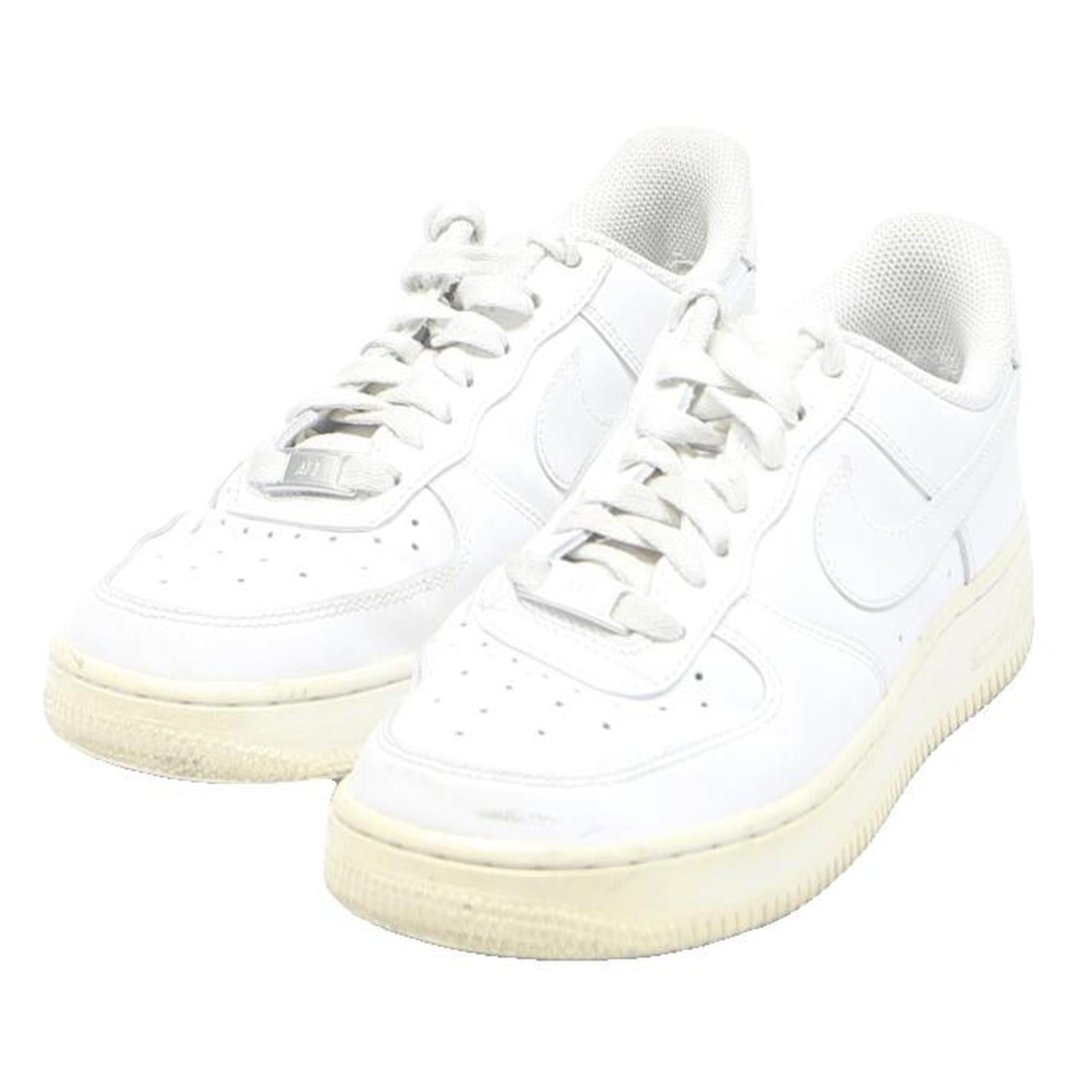 NIKE Air Force 1 Womens Lace-Up Trainers White Leather UK 4 Classic Retro Design