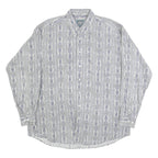 WOOLRICH Mens Grey & Blue Patterned Cotton Shirt XL Casual Button-Down Long