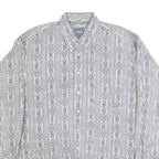 WOOLRICH Mens Grey & Blue Patterned Cotton Shirt XL Casual Button-Down Long