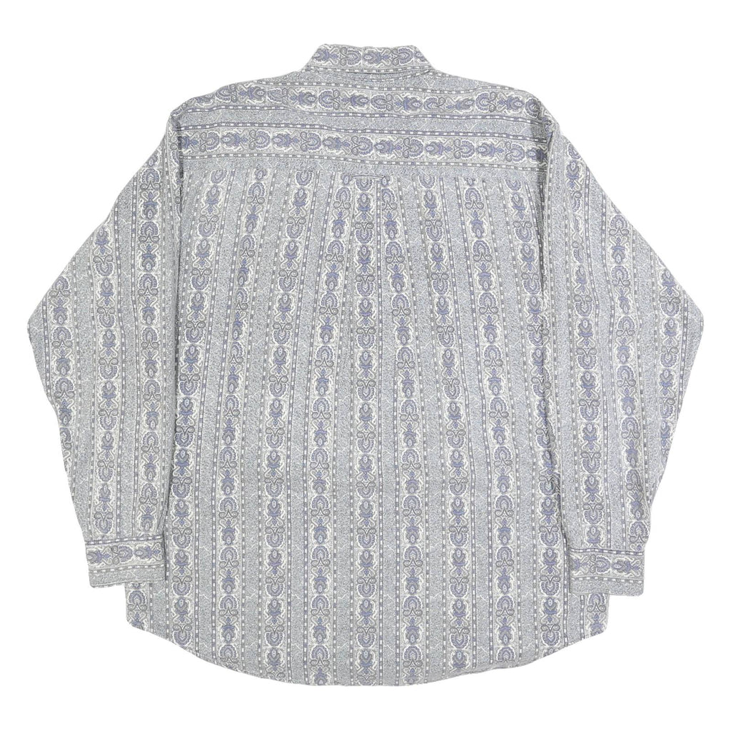 WOOLRICH Mens Grey & Blue Patterned Cotton Shirt XL Casual Button-Down Long