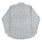 WOOLRICH Mens Grey & Blue Patterned Cotton Shirt XL Casual Button-Down Long