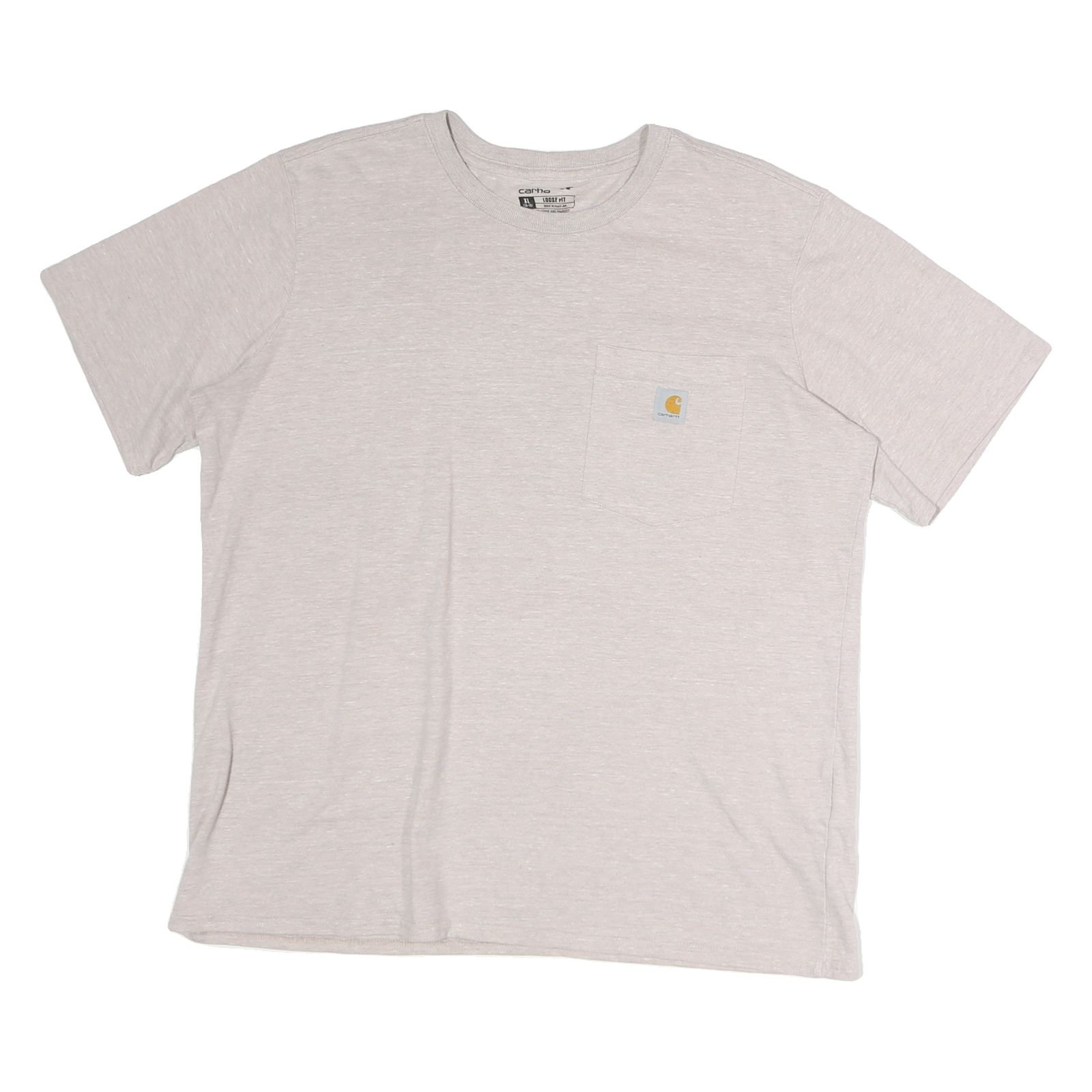 CARHARTT Womens Cream Loose T-Shirt XL Crew Neck Cotton Pocket Casual