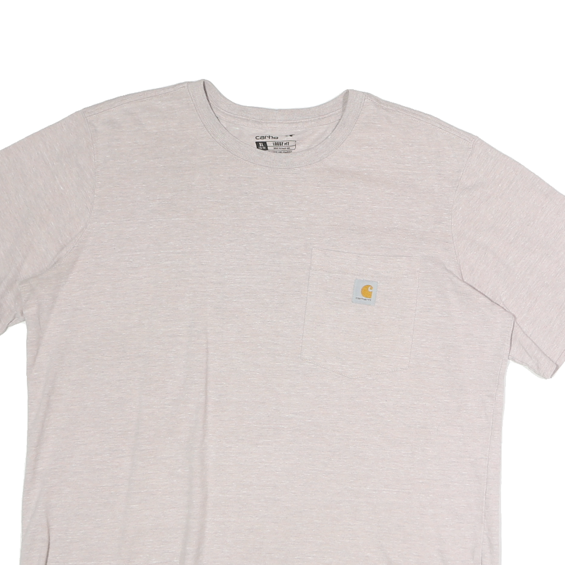 CARHARTT Womens Cream Loose T-Shirt XL Crew Neck Cotton Pocket Casual