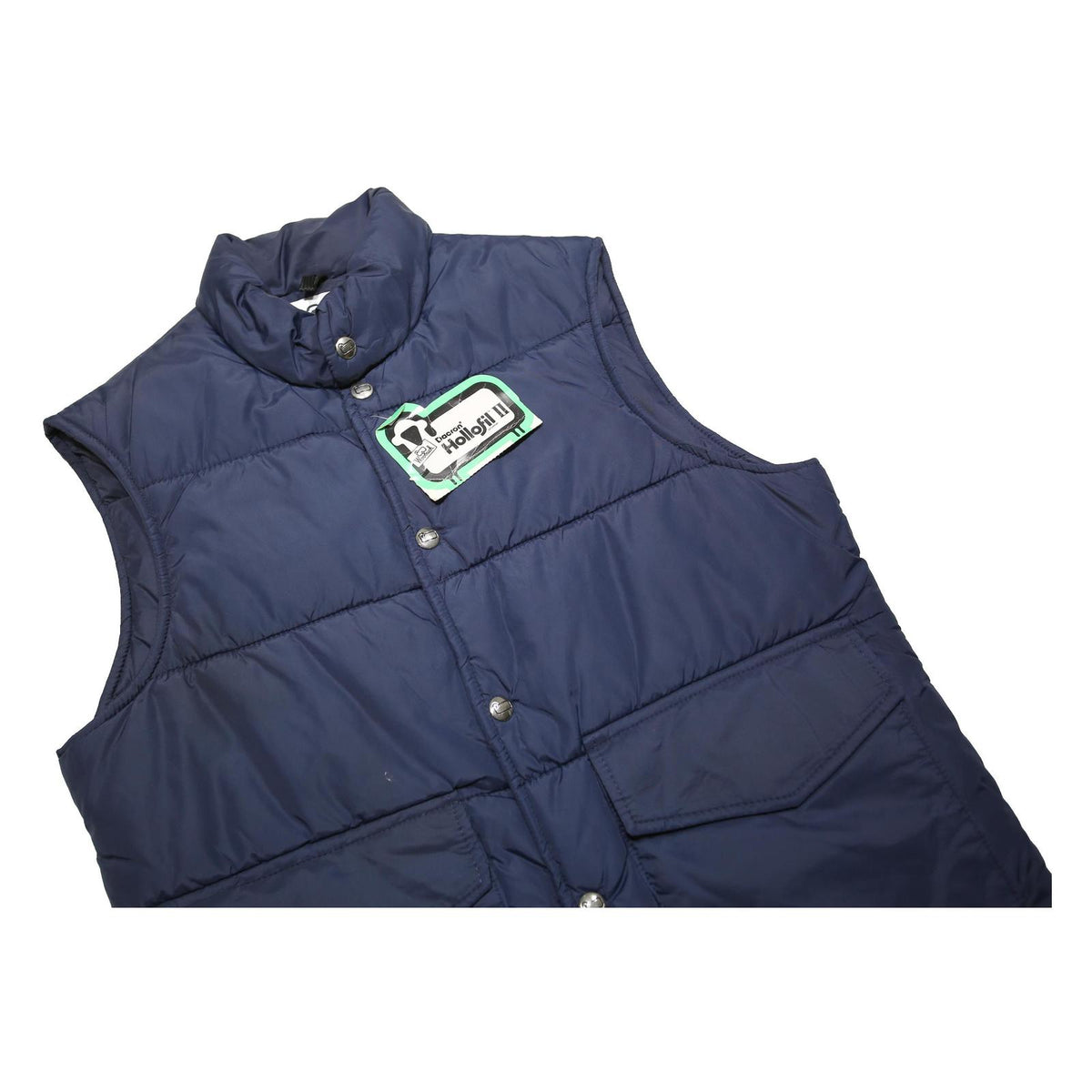 WOOLRICH Womens Navy Blue Quilted Nylon Puffer Vest Jacket S Button Closure
