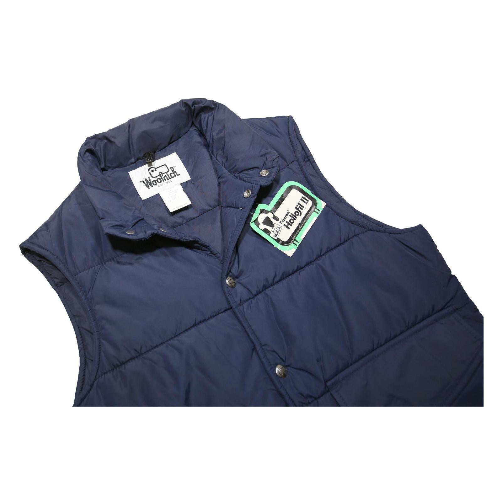 WOOLRICH Womens Navy Blue Quilted Nylon Puffer Vest Jacket S Button Closure