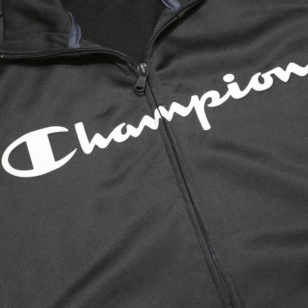 CHAMPION Mens Black Track Jacket M Polyester Zip Plain Sportswear