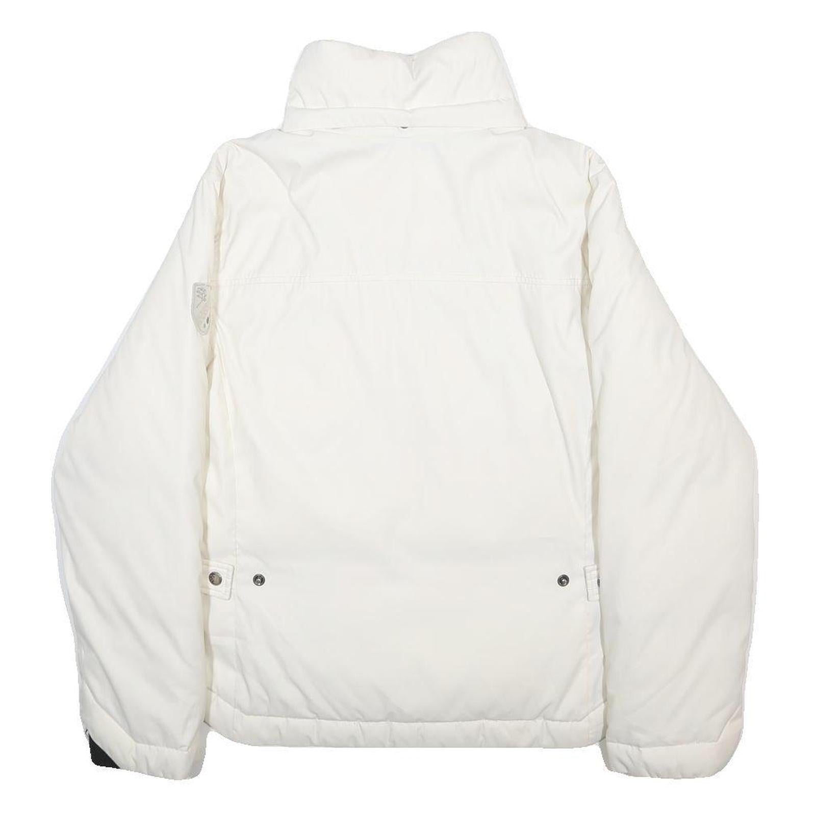 COLUMBIA Womens White Jacket M Polyester Zip Plain Warm Lightweight Casual