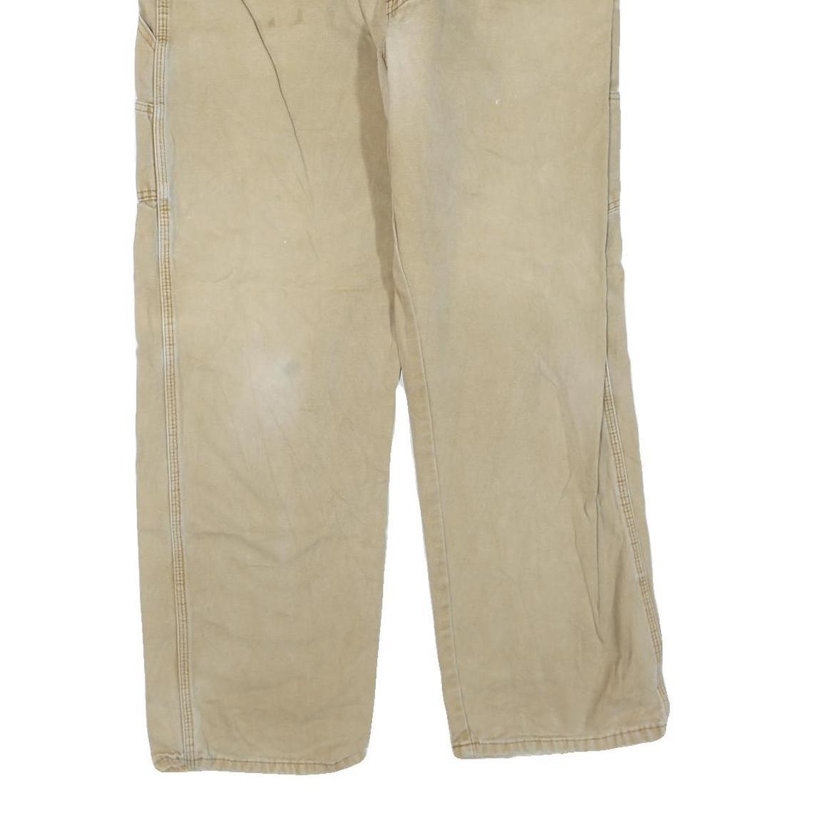 DICKIES Mens Jeans Beige Regular Straight Denim W40 L30 Workwear Zip Closure