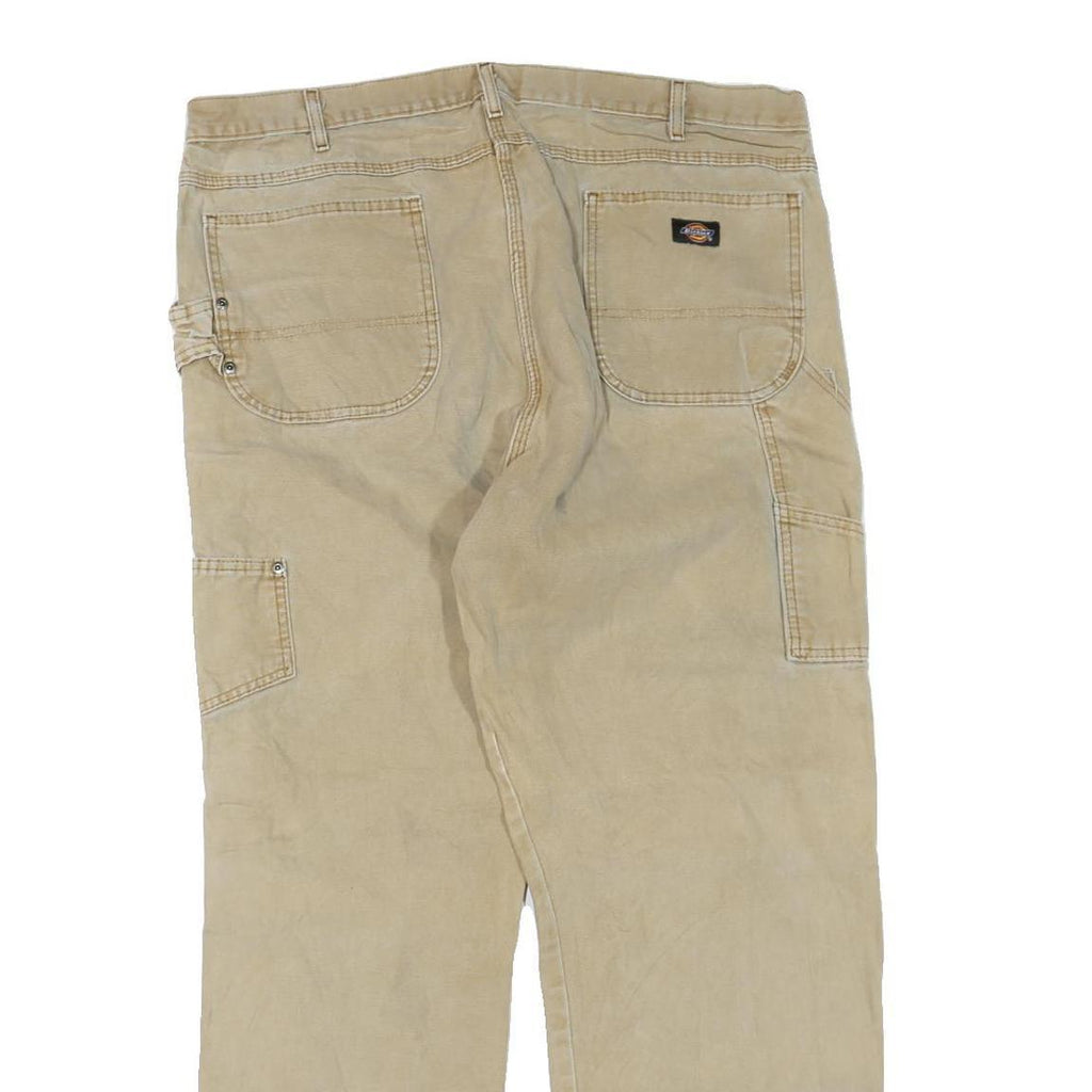 DICKIES Mens Jeans Beige Regular Straight Denim W40 L30 Workwear Zip Closure