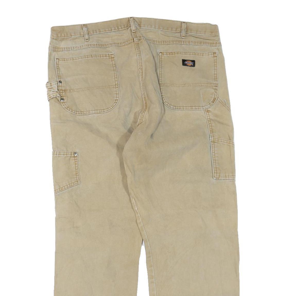 DICKIES Mens Jeans Beige Regular Straight Denim W40 L30 Workwear Zip Closure