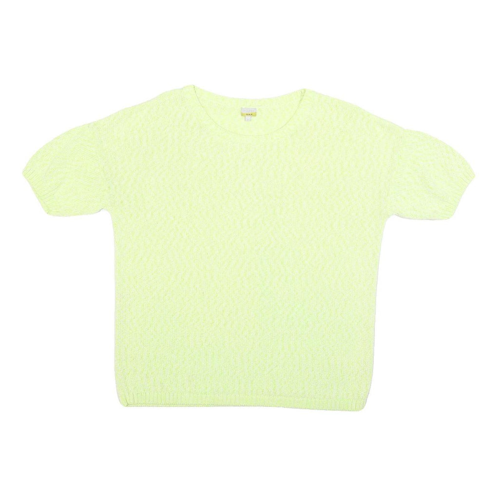 HOBBS LONDON Womens Yellow Plain Jumper Crew Neck Basic Knit L Cotton Blend