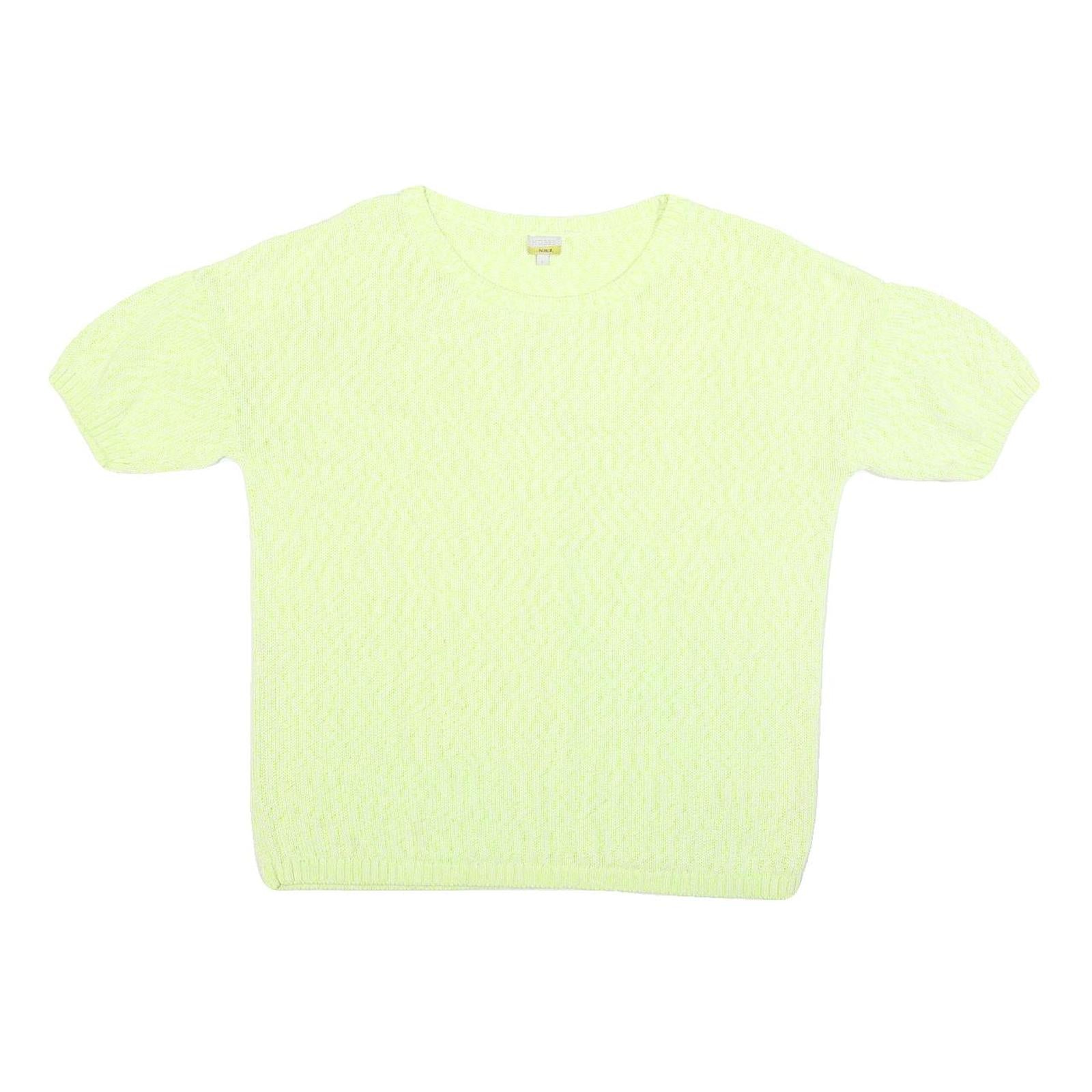 HOBBS LONDON Womens Yellow Plain Jumper Crew Neck Basic Knit L Cotton Blend