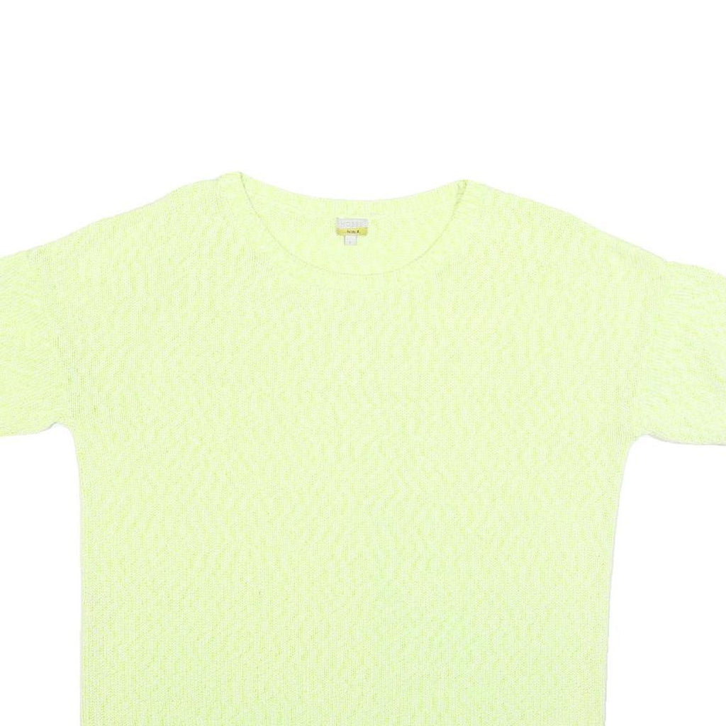 HOBBS LONDON Womens Yellow Plain Jumper Crew Neck Basic Knit L Cotton Blend