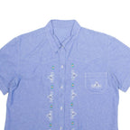 Embroidered Womens Plain Shirt Blue Short Sleeve L
