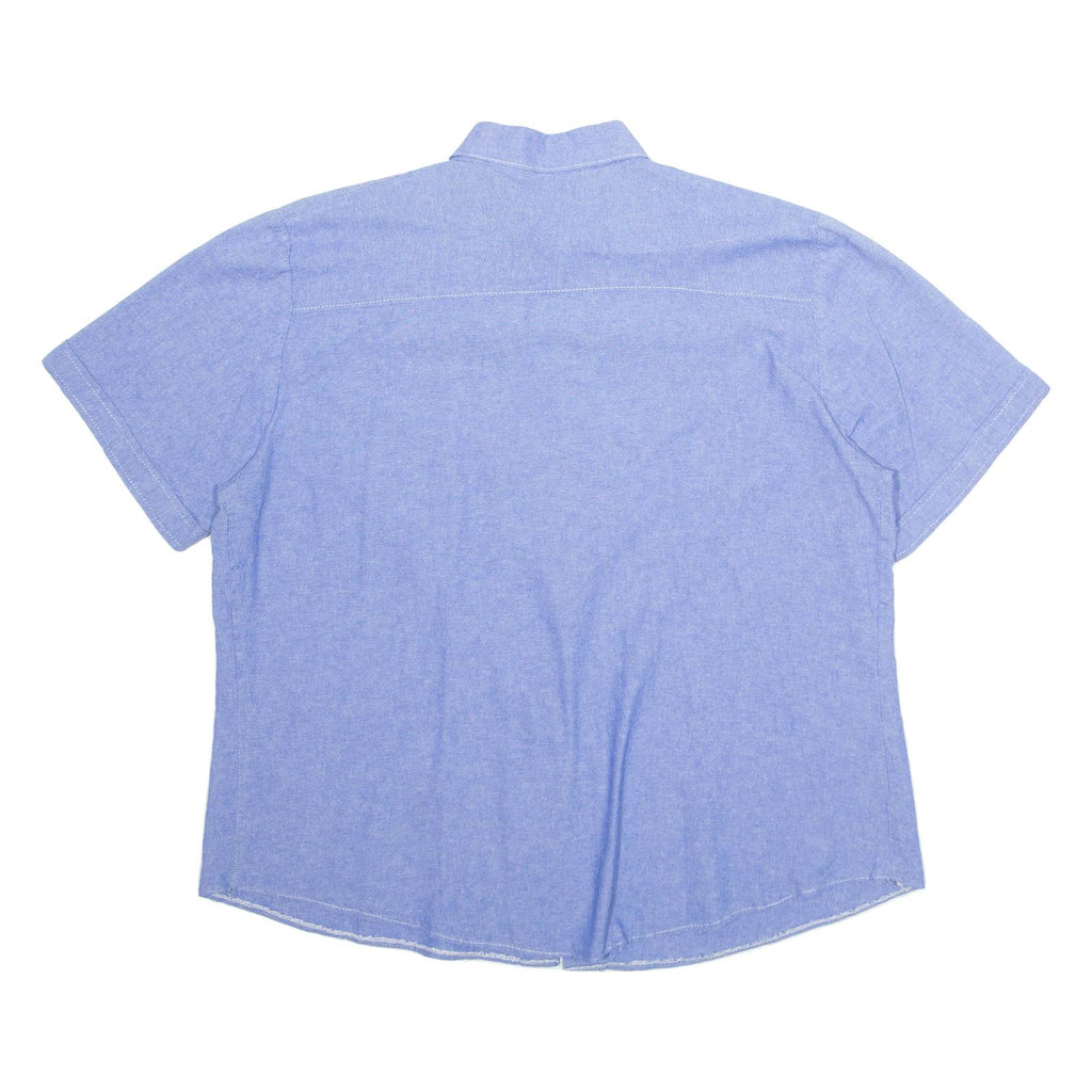 Embroidered Womens Plain Shirt Blue Short Sleeve L