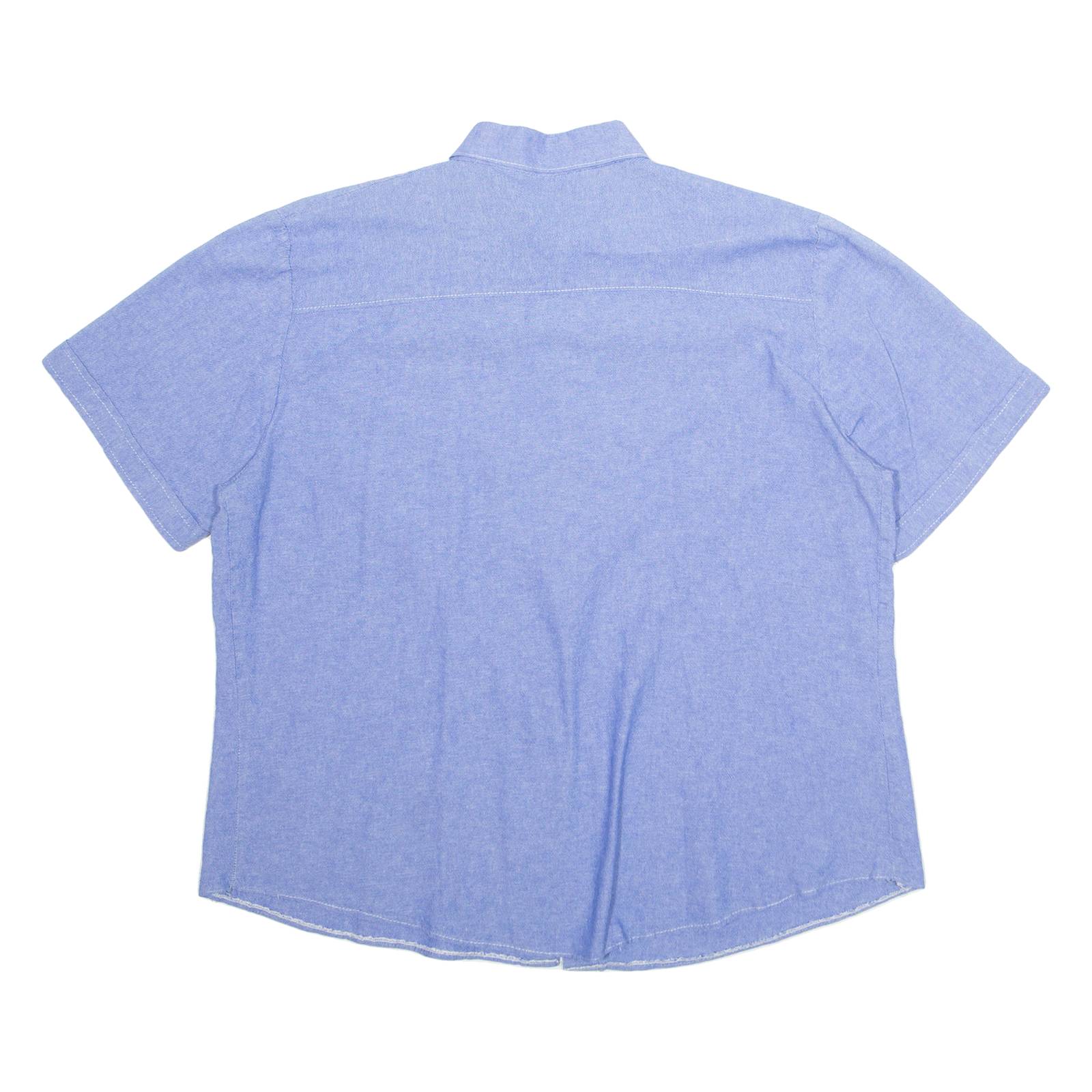 Embroidered Womens Plain Shirt Blue Short Sleeve L
