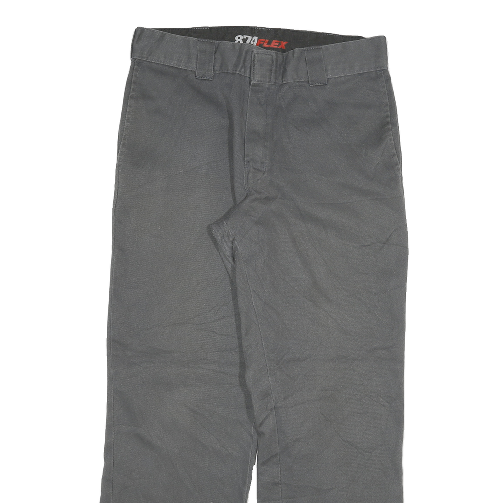DICKIES Mens Cotton Blend Grey Regular Straight Trousers W33 L30 Workwear Zip