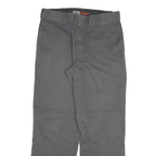 DICKIES Mens Cotton Blend Grey Regular Straight Trousers W33 L30 Workwear Zip