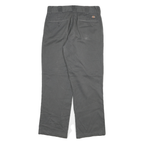 DICKIES Mens Cotton Blend Grey Regular Straight Trousers W33 L30 Workwear Zip