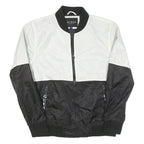 GUESS Mens Black & White Logo Zip Jacket S Polyester Blend Colourblock Casual