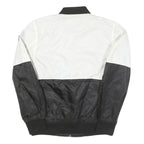 GUESS Mens Black & White Logo Zip Jacket S Polyester Blend Colourblock Casual