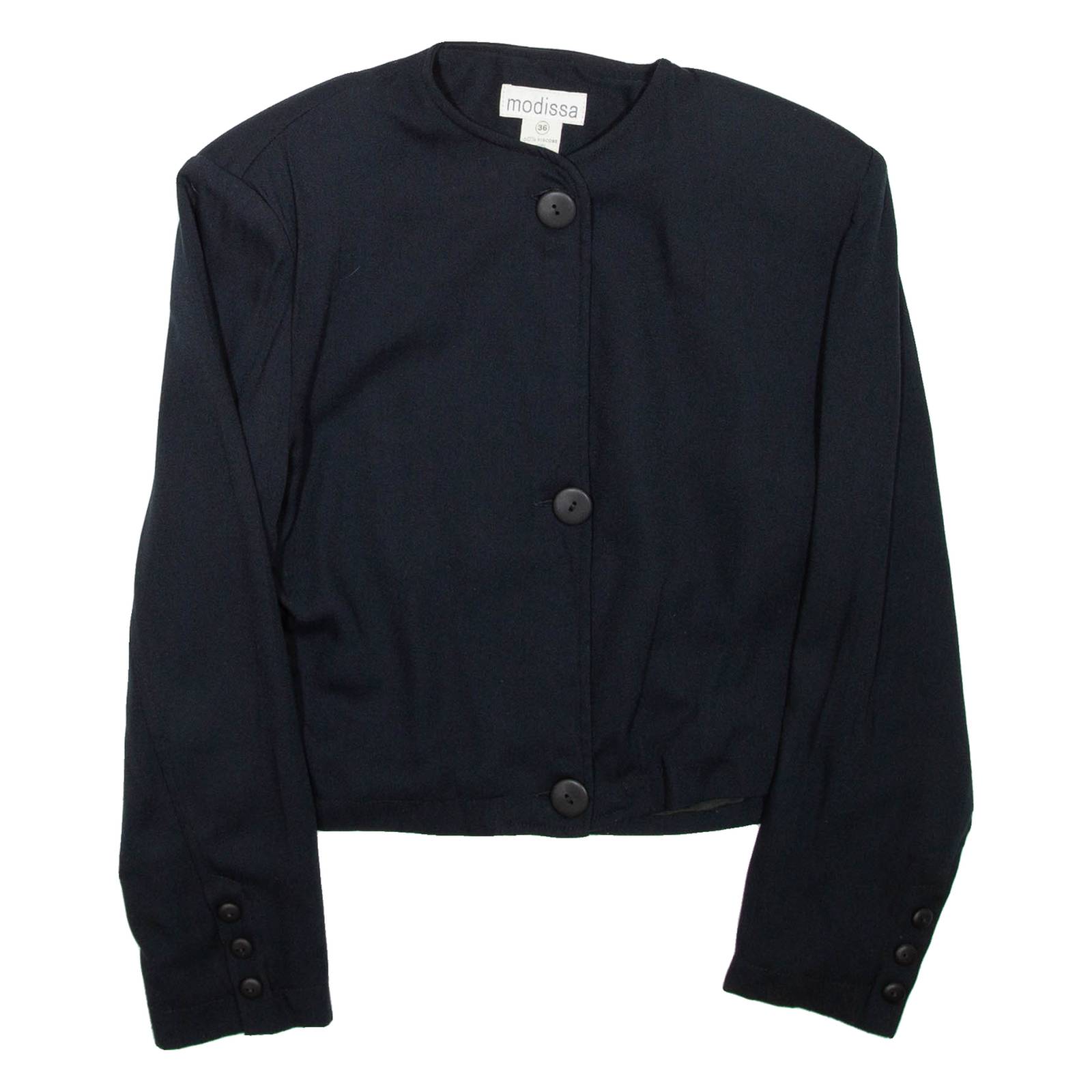 MODISSA Cropped Womens Jacket Black Viscose M