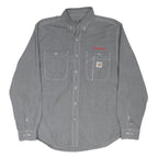 CARHARTT Mens Grey Workwear Shirt M Durable Cotton Blend Button-Down Long Sleeve