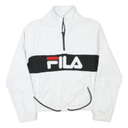 FILA Womens White & Black Logo Patterned Plain Half Zip Jumper XS Sportswear