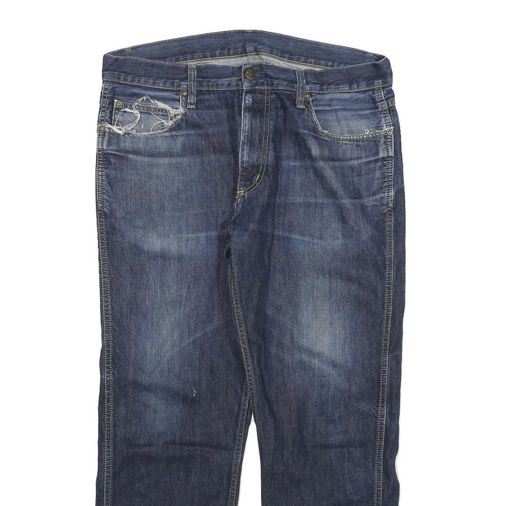 CARHARTT Mens Relaxed Jeans Blue Denim W34 L26 Distressed Zip Cotton Blend