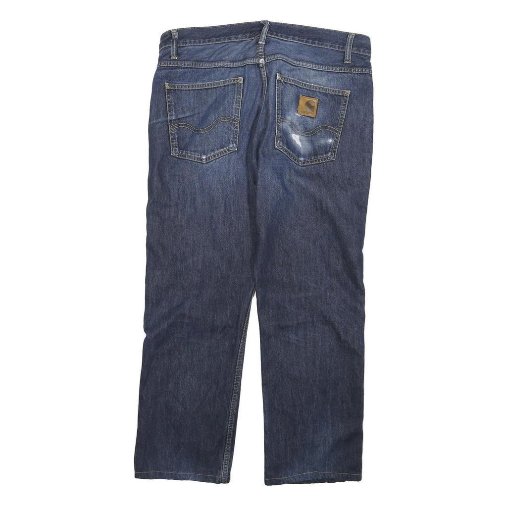 CARHARTT Mens Relaxed Jeans Blue Denim W34 L26 Distressed Zip Cotton Blend