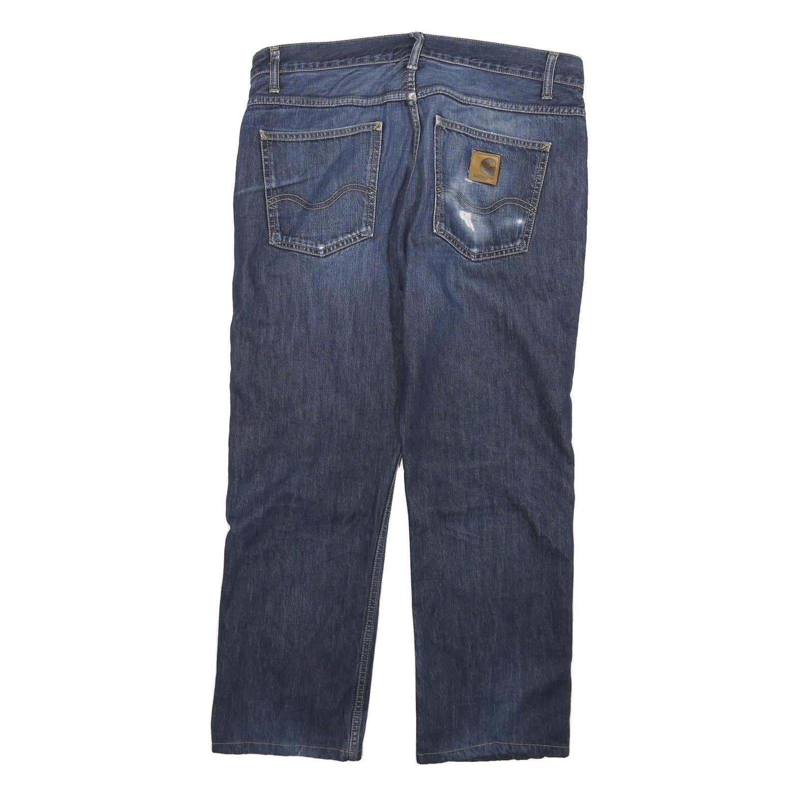 CARHARTT Mens Relaxed Jeans Blue Denim W34 L26 Distressed Zip Cotton Blend