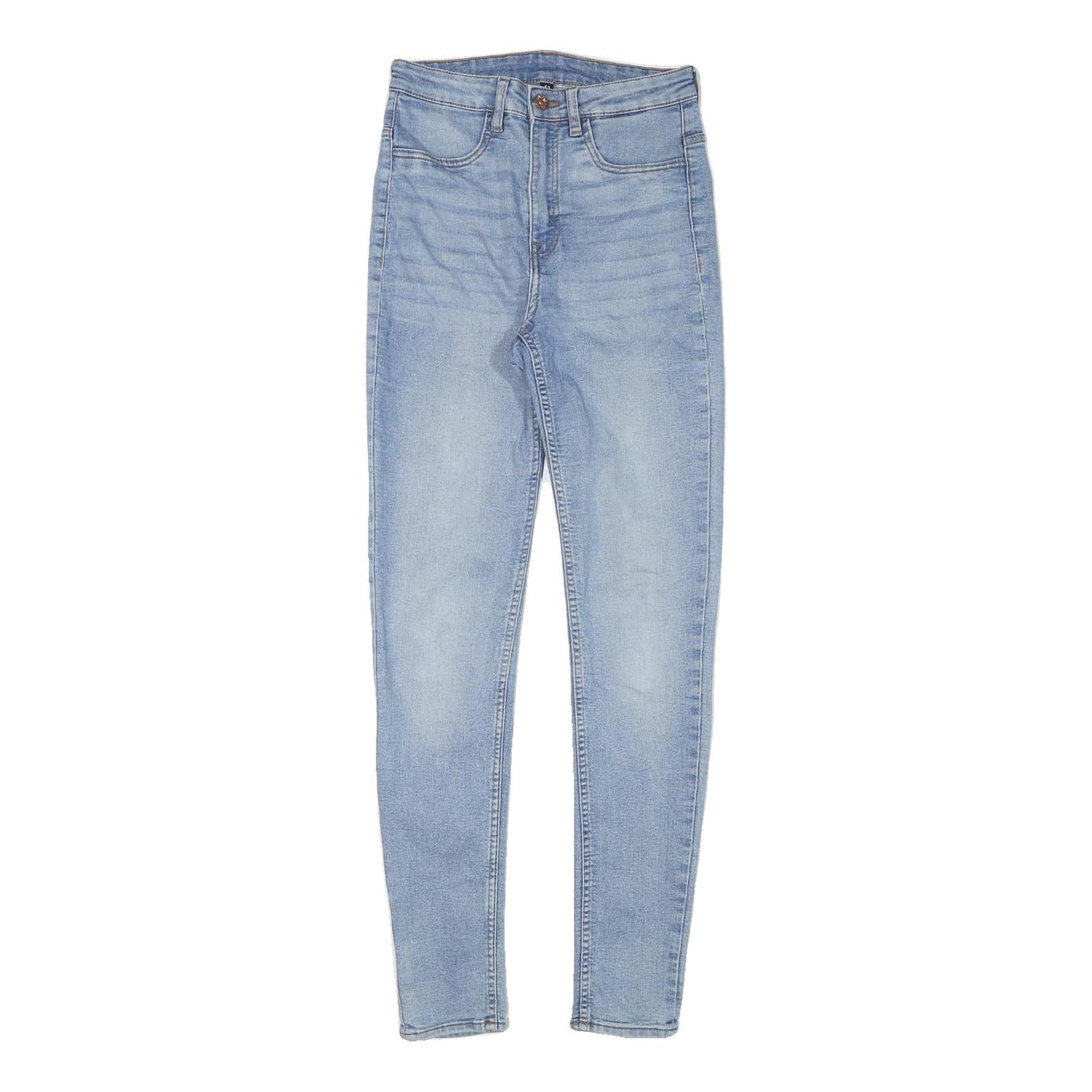 H&M Womens Blue Slim Skinny Denim Light Wash Jeans W24 L28 Stretch Cotton Blend