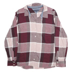 TOMMY HILFIGER Womens Maroon & Pink Check Shirt L Cotton Blend Casual Long