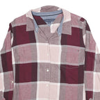 TOMMY HILFIGER Womens Maroon & Pink Check Shirt L Cotton Blend Casual Long