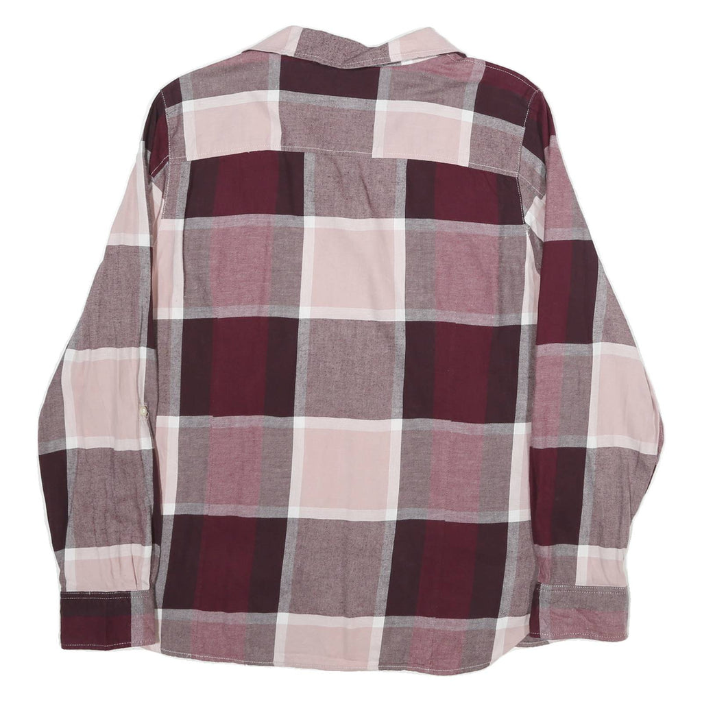 TOMMY HILFIGER Womens Maroon & Pink Check Shirt L Cotton Blend Casual Long
