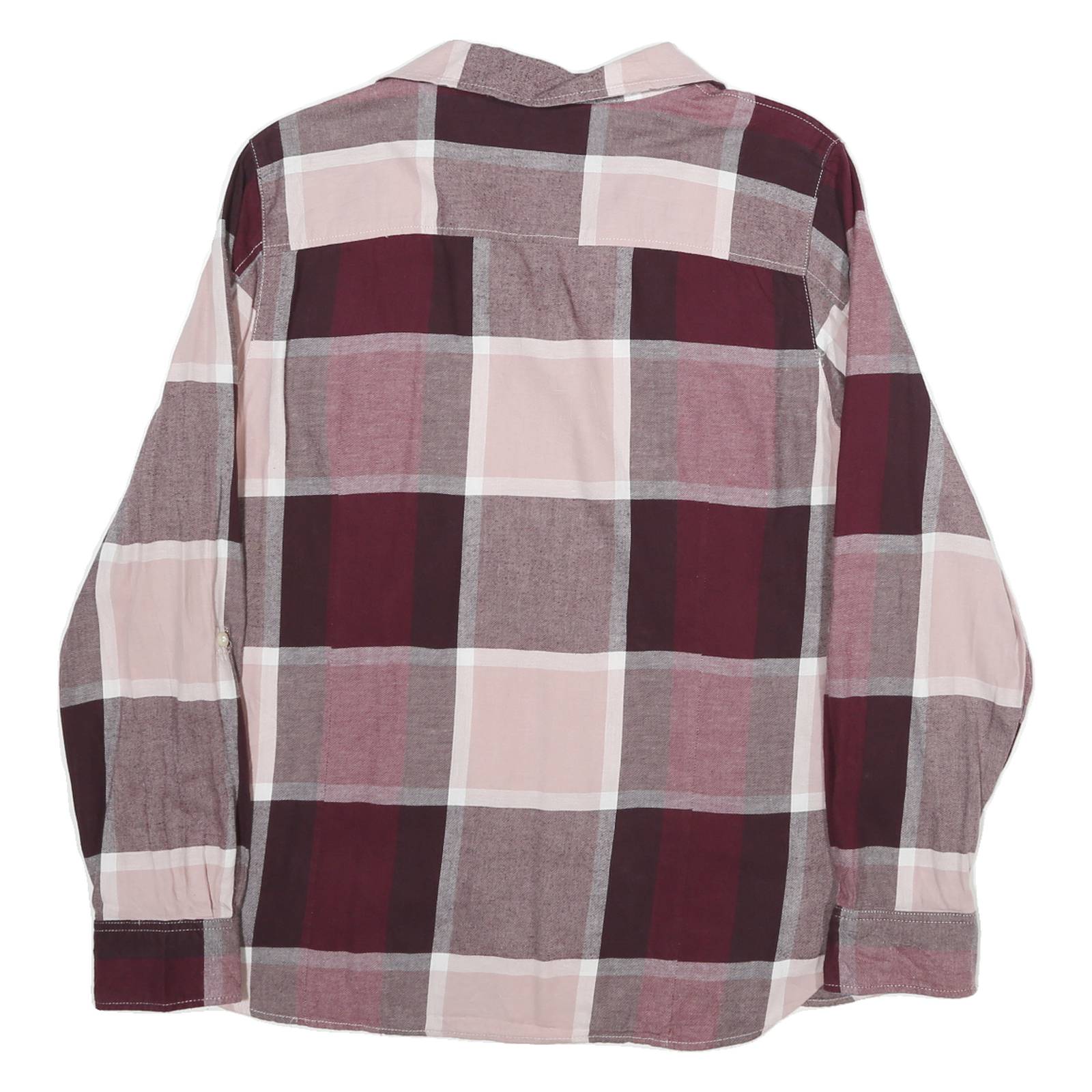 TOMMY HILFIGER Womens Maroon & Pink Check Shirt L Cotton Blend Casual Long