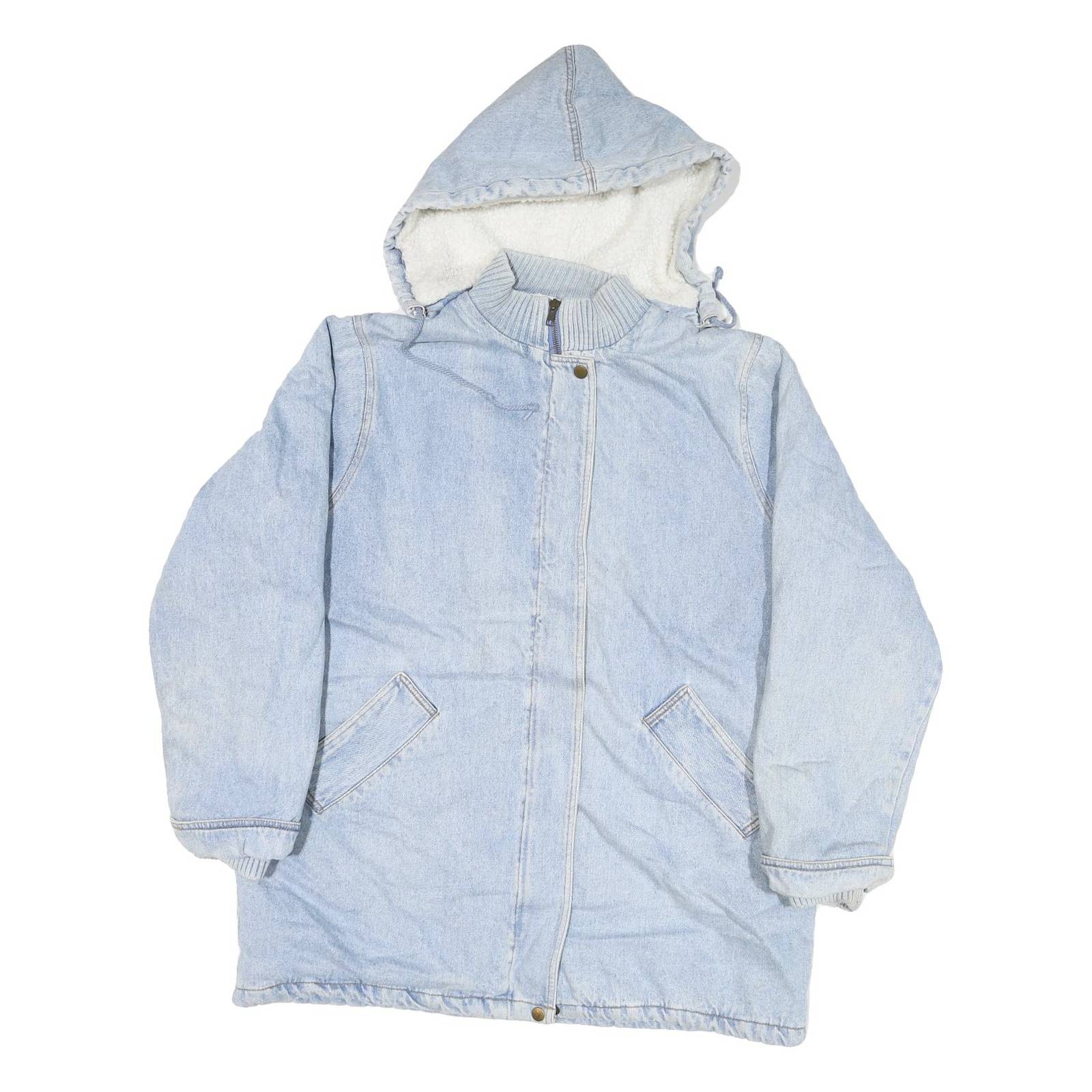 WINDSOR BAY Mens Blue Cotton Blend Jacket L Zip Hooded Casual Outerwear