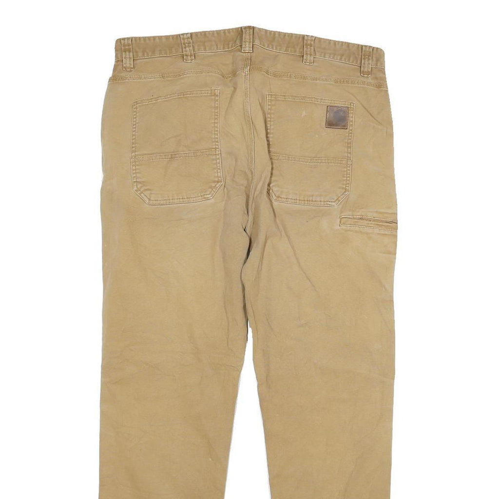 CARHARTT Mens Regular Fit Beige Cotton Blend Jeans W36 L31 Workwear Durable Zip