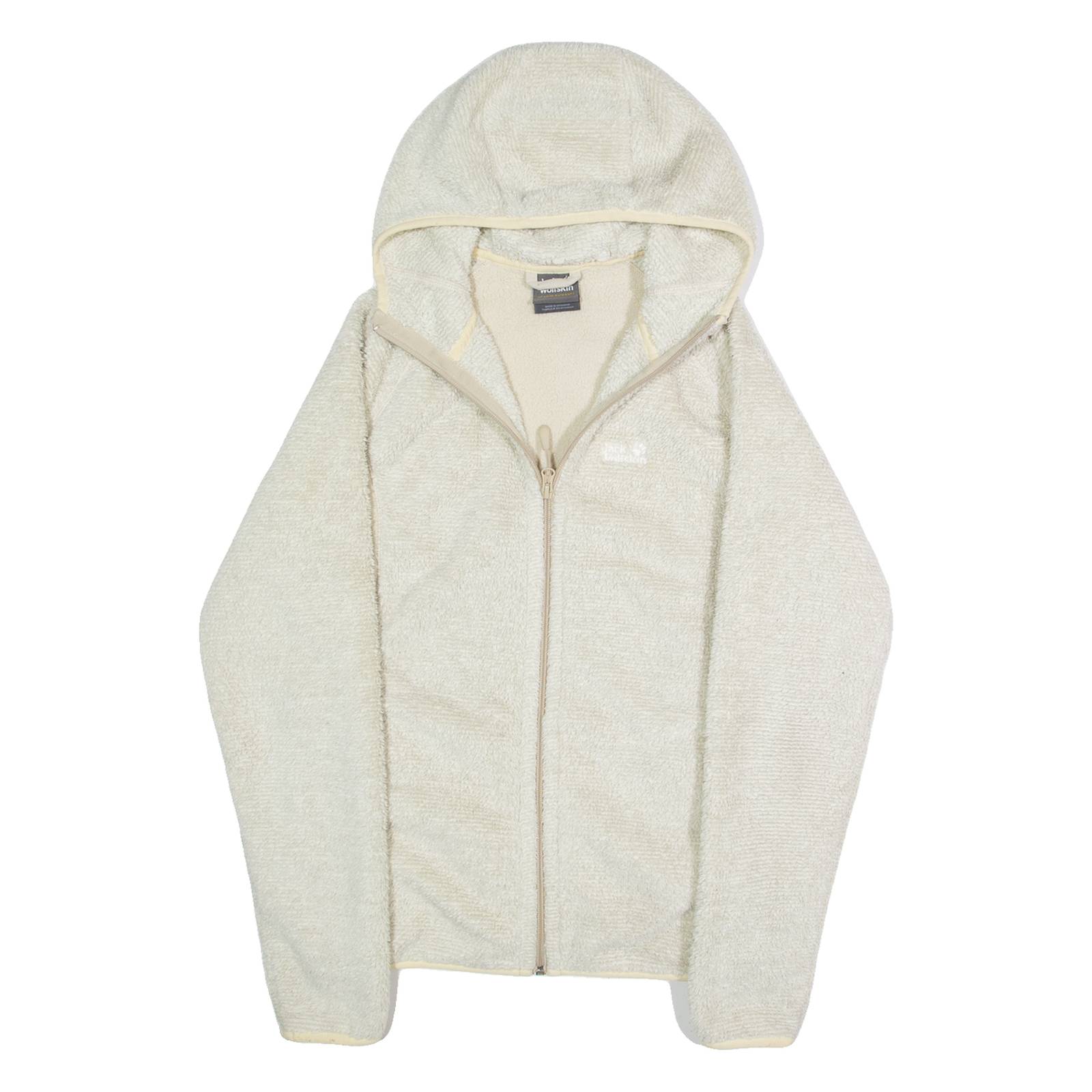 JACK WOLFSKIN Womens Fleece Jacket Cream Hooded M