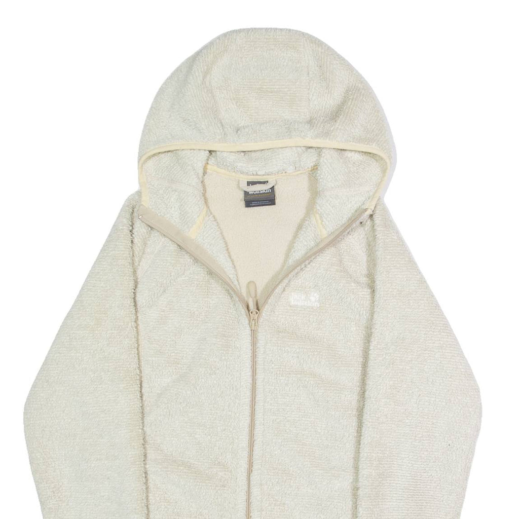 JACK WOLFSKIN Womens Fleece Jacket Cream Hooded M