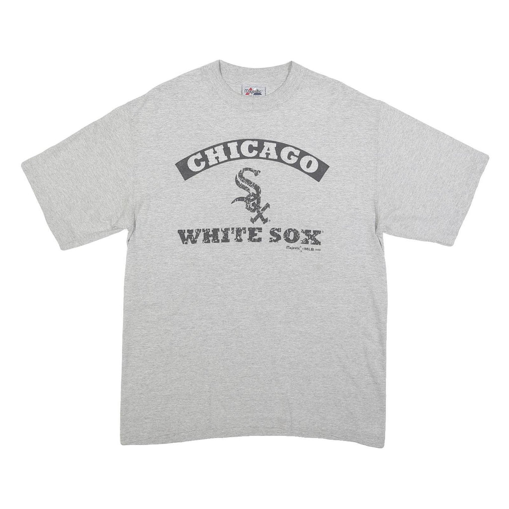 MAJESTIC Mens Grey Chicago White Sox Graphic T-Shirt M Short Sleeve Crew Neck