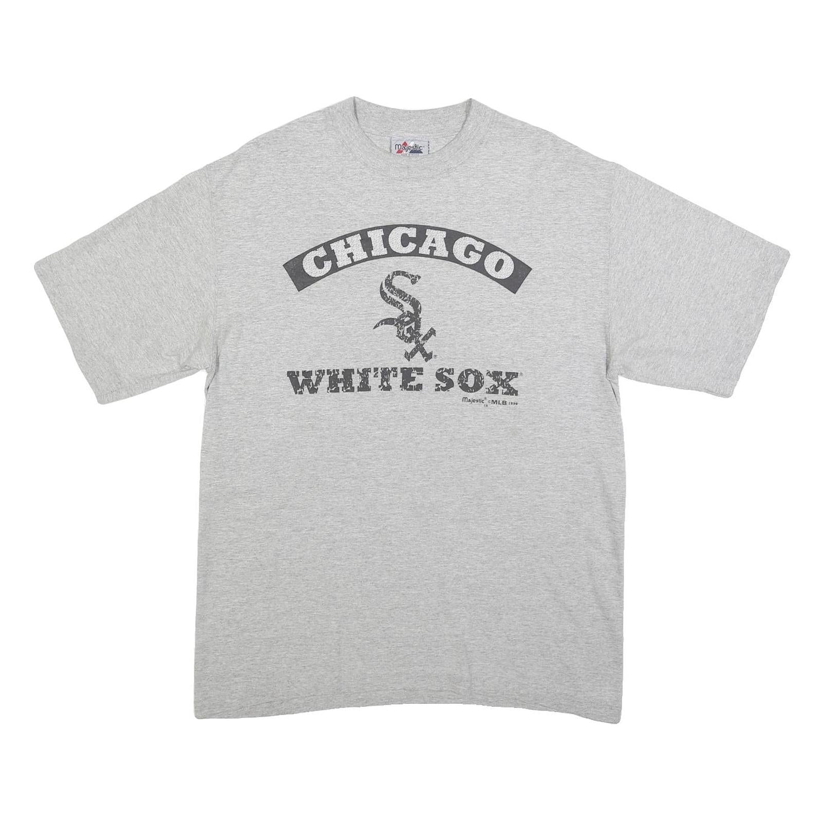 MAJESTIC Mens Grey Chicago White Sox Graphic T-Shirt M Short Sleeve Crew Neck