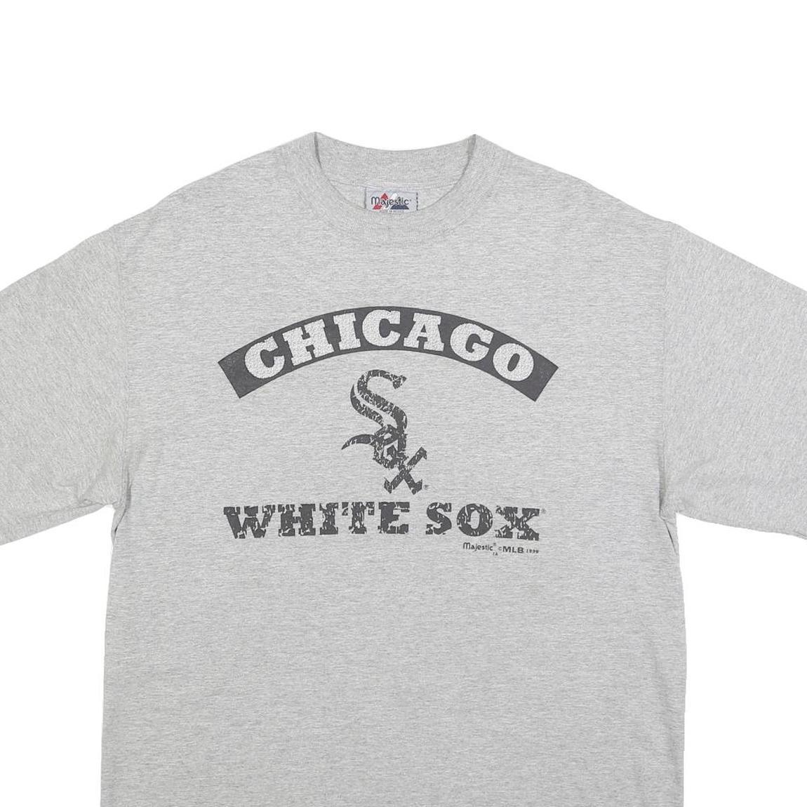 MAJESTIC Mens Grey Chicago White Sox Graphic T-Shirt M Short Sleeve Crew Neck