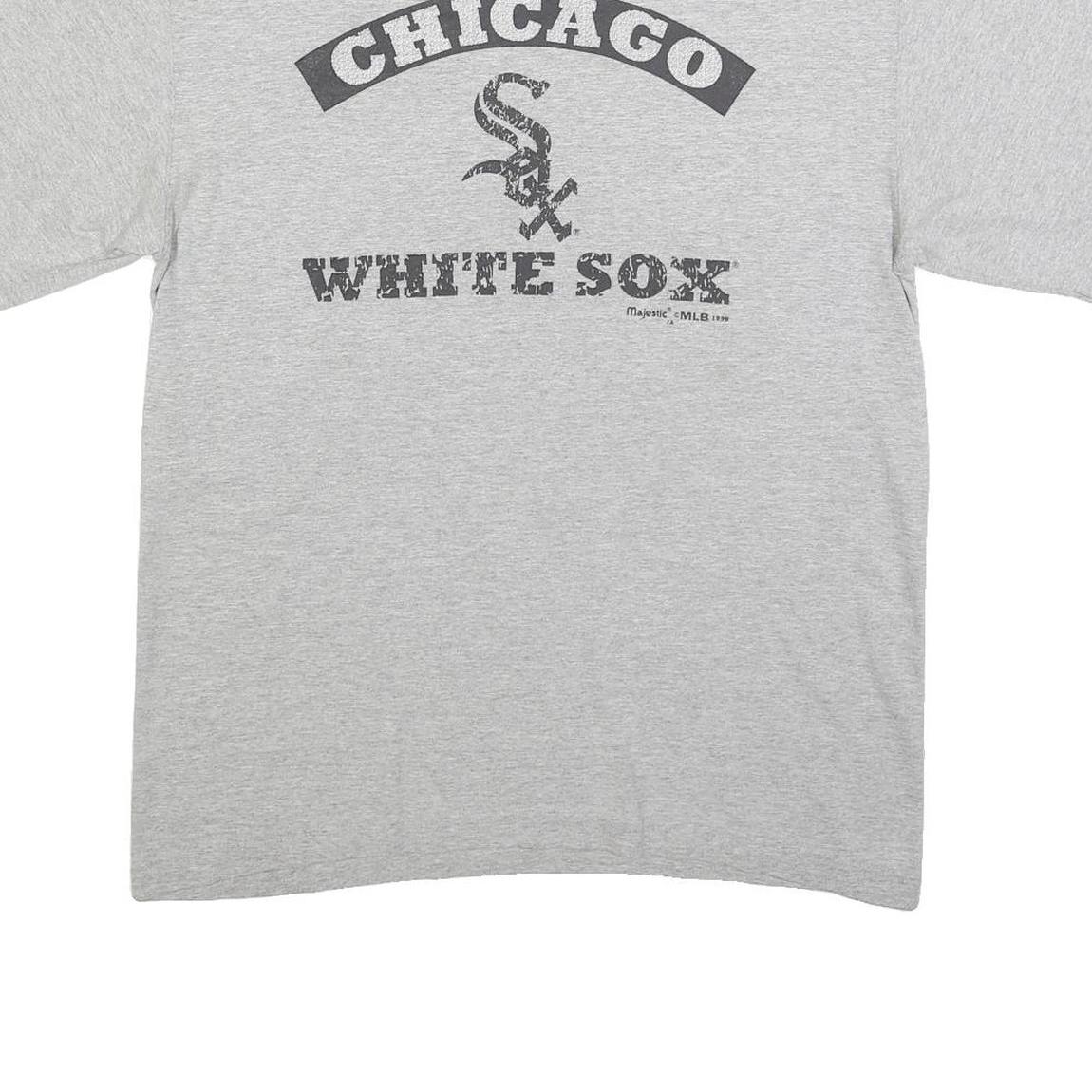 MAJESTIC Mens Grey Chicago White Sox Graphic T-Shirt M Short Sleeve Crew Neck
