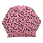 MASER Womens Pink & Black Geometric Print Crew Neck Sweatshirt L Cotton Blend