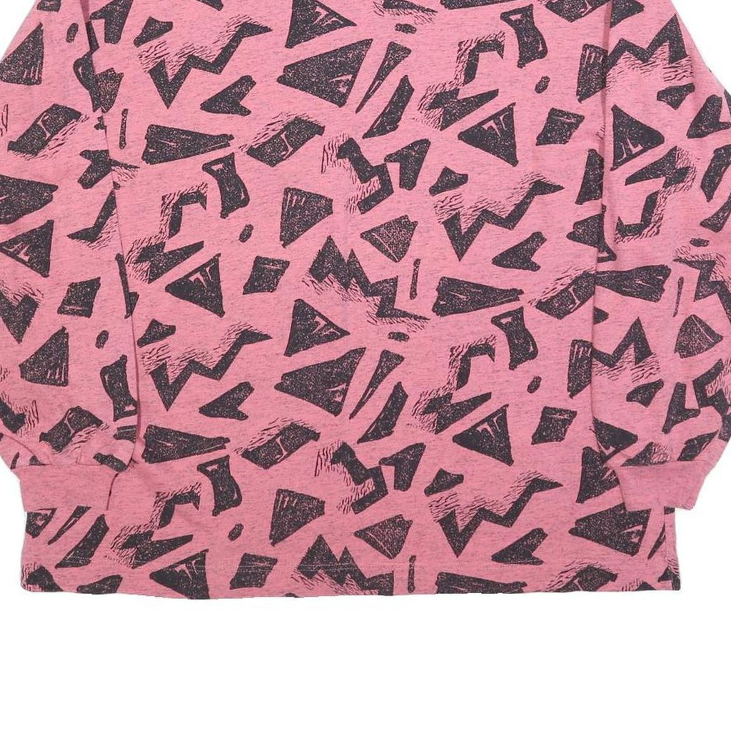 MASER Womens Pink & Black Geometric Print Crew Neck Sweatshirt L Cotton Blend