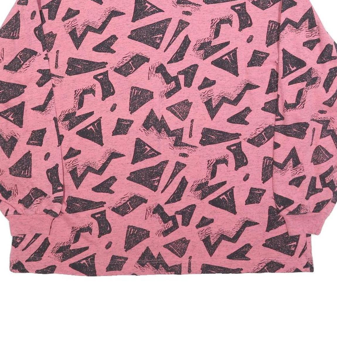 MASER Womens Pink & Black Geometric Print Crew Neck Sweatshirt L Cotton Blend