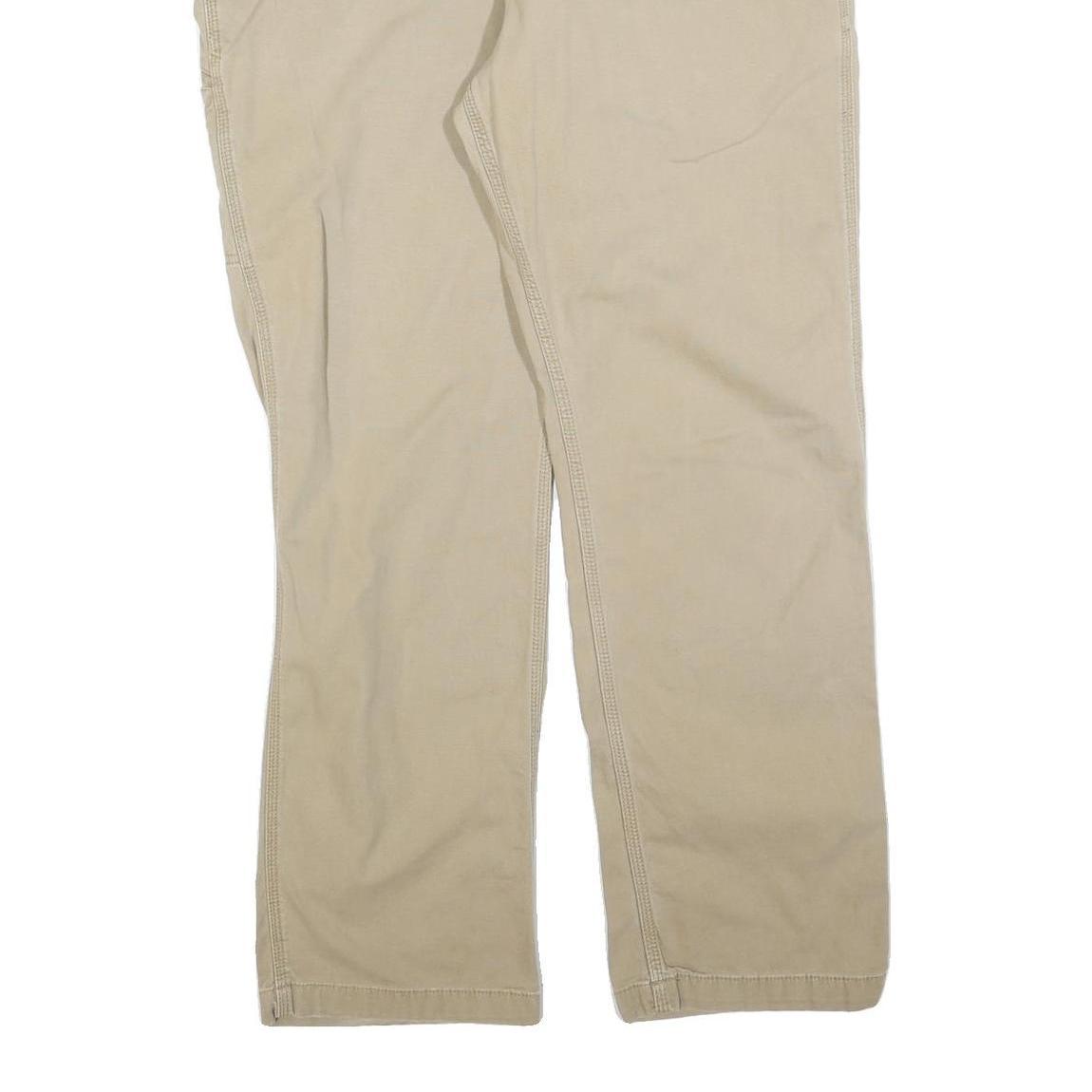CARHARTT Mens Relaxed Beige Cotton Blend Zip Trousers W40 L32 Workwear Casual